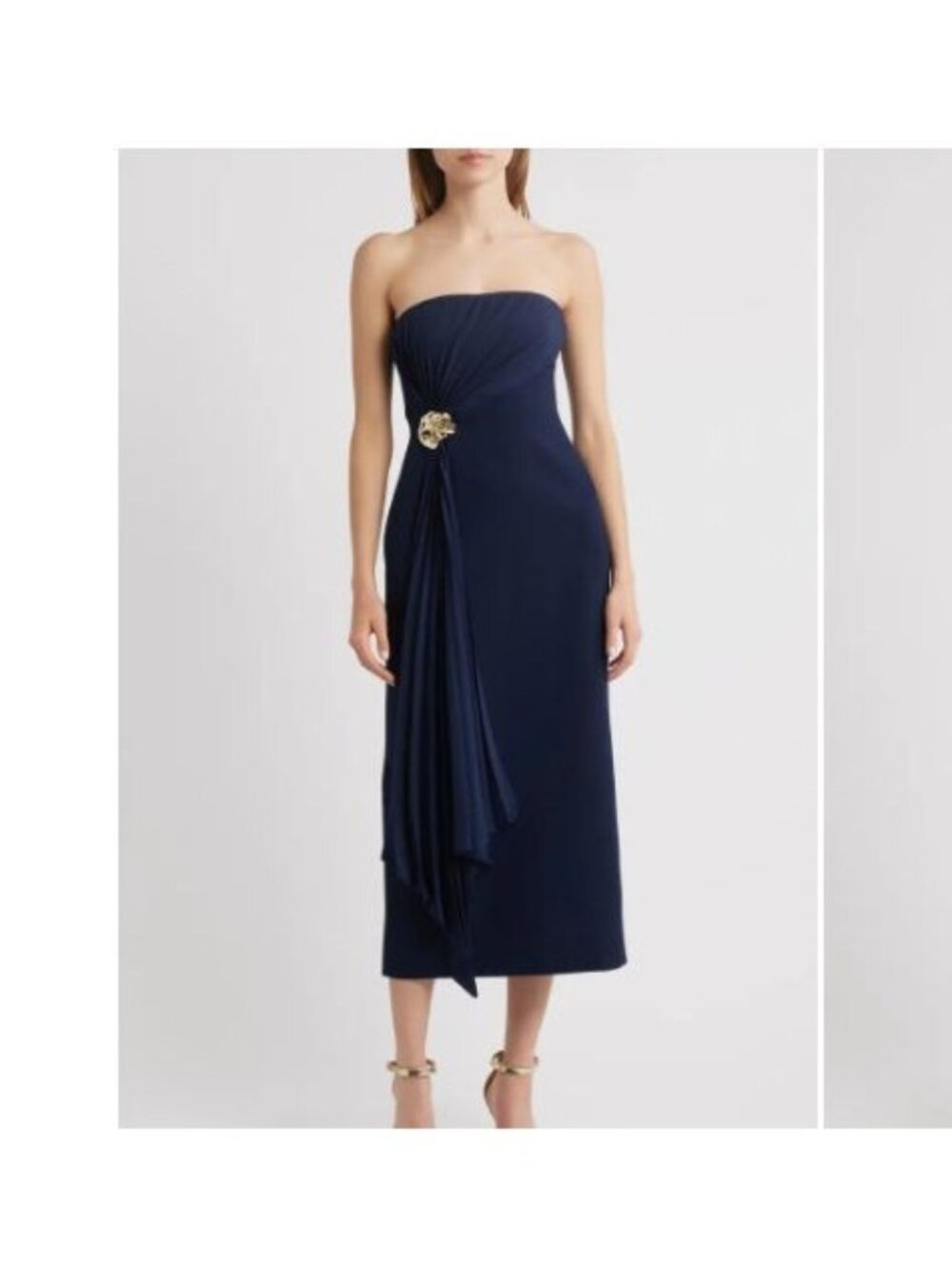 NEW Acler Whitnell Midi Dress Navy Strapless Cocktail Formal Elegant Womens 12